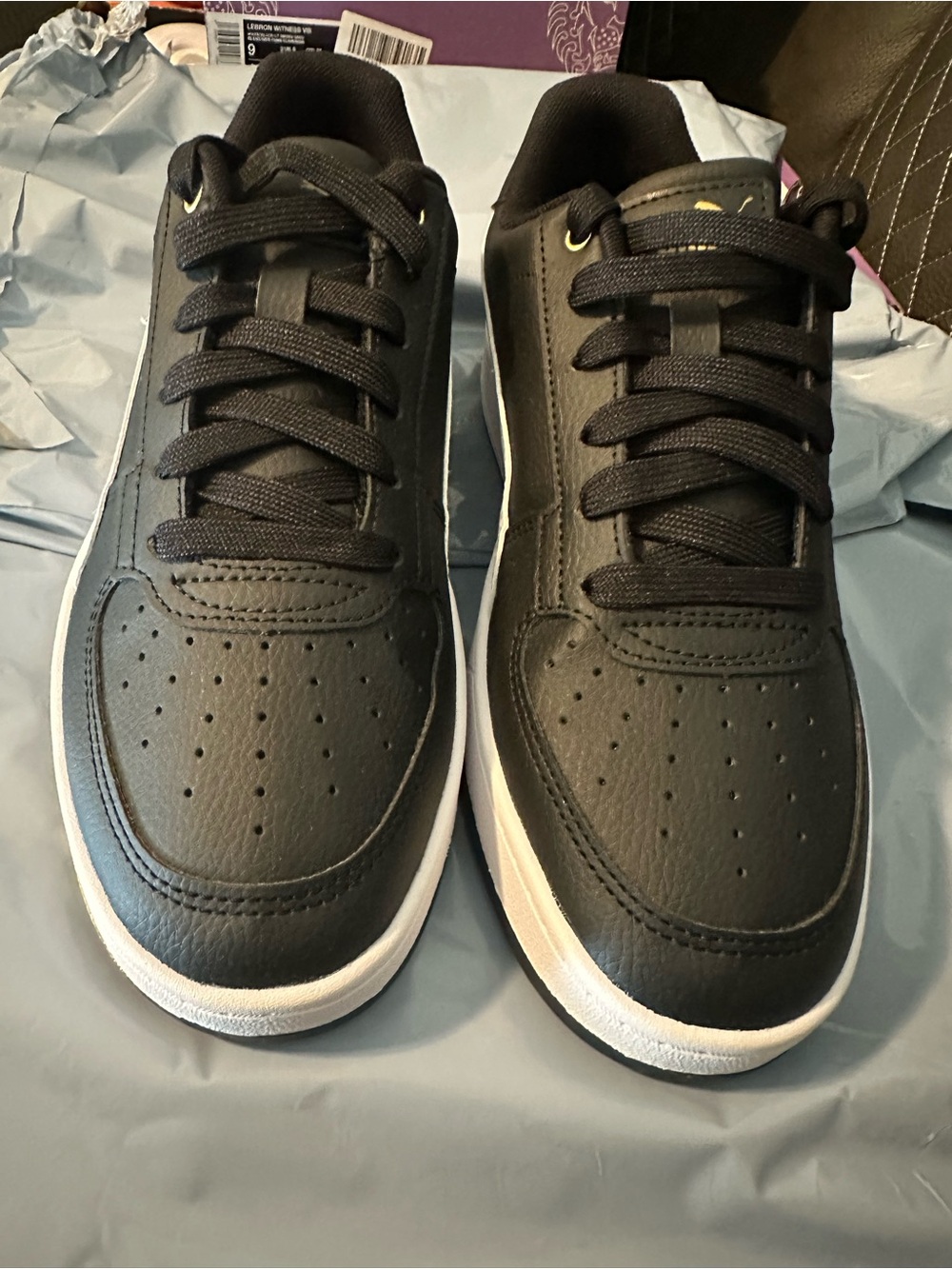 Puma Men's Black Low-Top Sneakers with White Sole